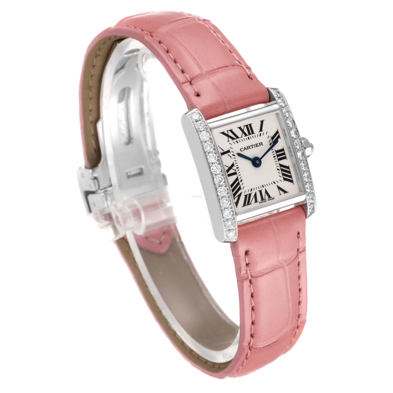 Cartier,Tank 25x20mm,25x20mm,White Gold,Silver,Quartz,Sapphire,Crystal Glass,Square,WE100251