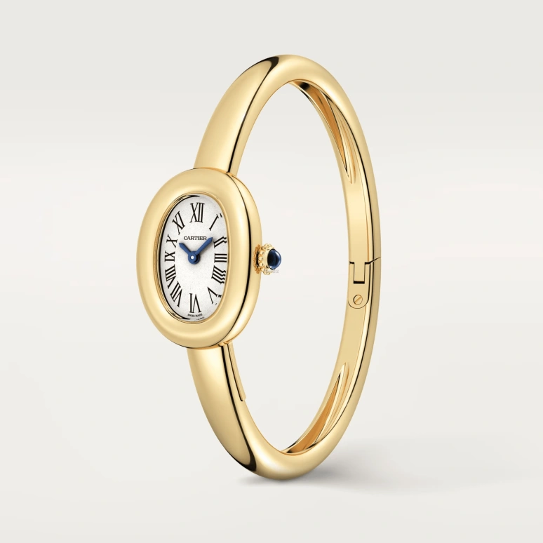Cartier,Baignoire 24.60x18.70mm,24.60x18.70mm,Yellow Gold,Silver,Quartz,Sapphire,Crystal Glass,Oval,WGBA0035