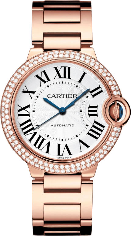 Cartier,Ballon Bleu de Cartier 36mm,36mm,Rose Gold,Silver,Automatic,Sapphire,Crystal Glass,Round,WJBB0067