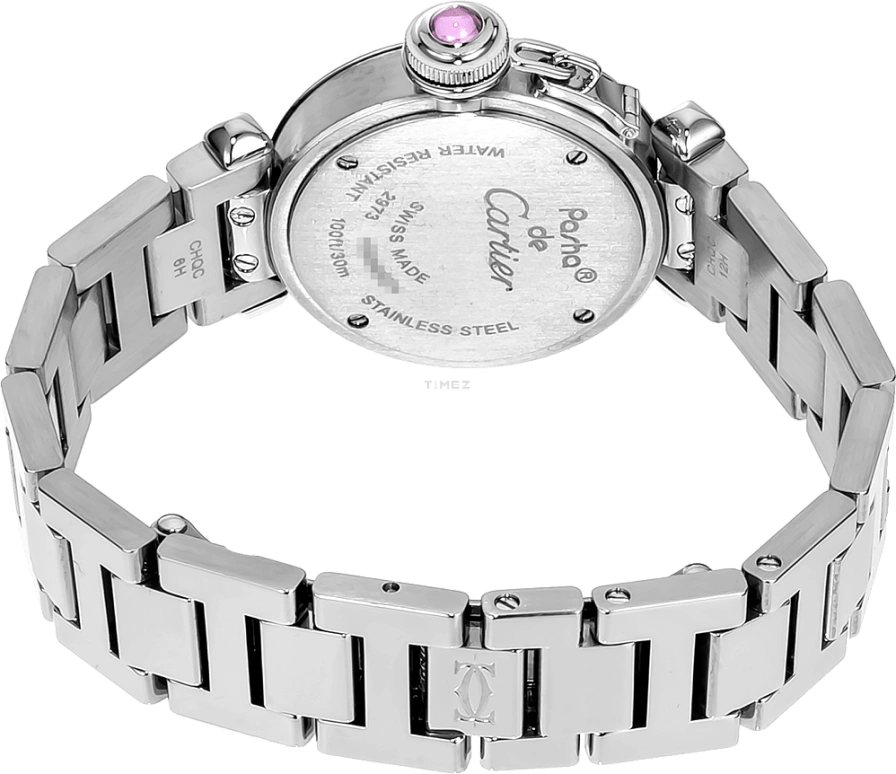 Cartier,Pasha de Cartier 27mm,27mm,Stainless Steel,Pink,Quartz,In-house Caliber,Sapphire,Crystal Glass,W3140008