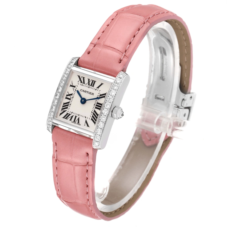 Cartier,Tank 25x20mm,25x20mm,White Gold,Silver,Quartz,Sapphire,Crystal Glass,Square,WE100251