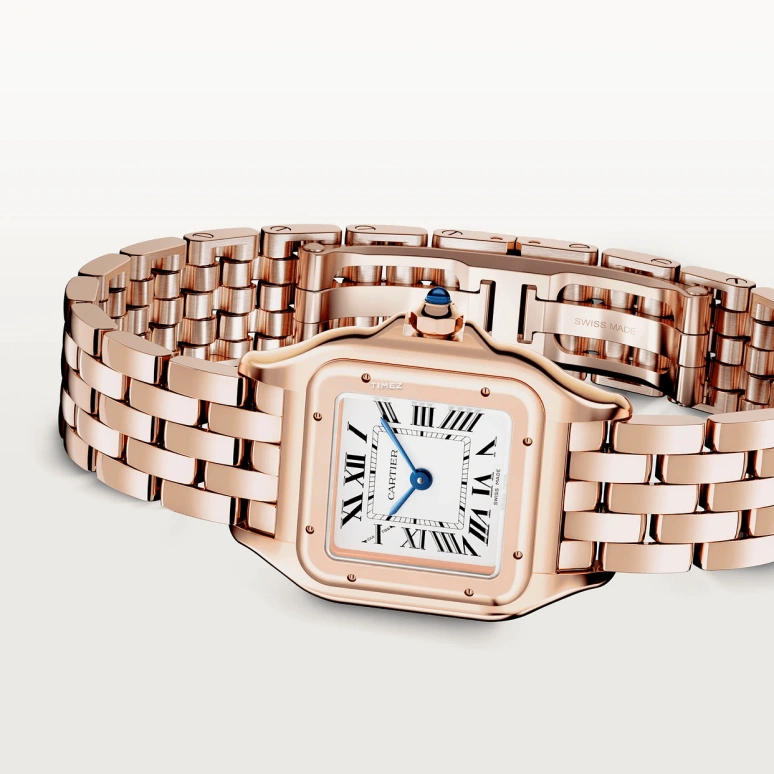 Cartier,Panthère de Cartier 23x30mm,23x30mm,Rose Gold,Silver,Quartz,Sapphire,Crystal Glass,Square,WGPN0060