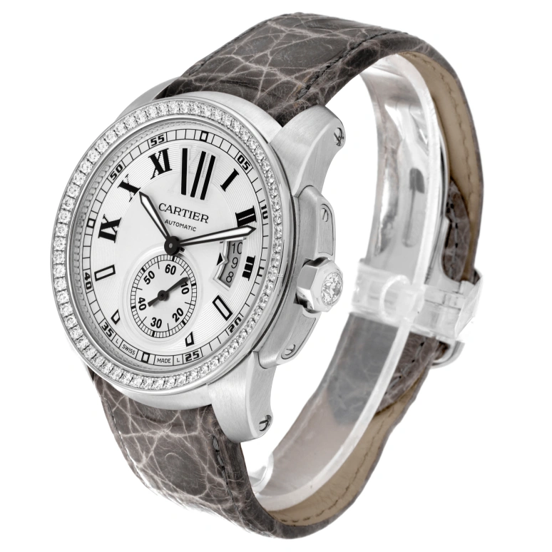 Cartier,Calibre de Cartier 42mm,42mm,White Gold,Silver,Automatic,Day,48hours,WF100003