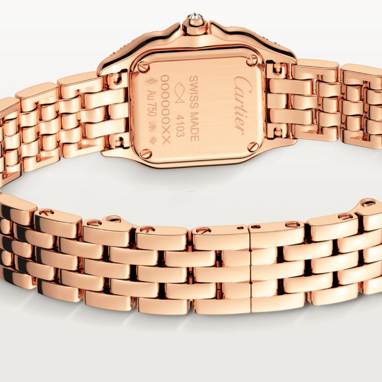 Cartier,Panthère de Cartier 25x20mm,25x20mm,Rose Gold,Silver,Quartz,Sapphire,Crystal Glass,Square,WJPN0045