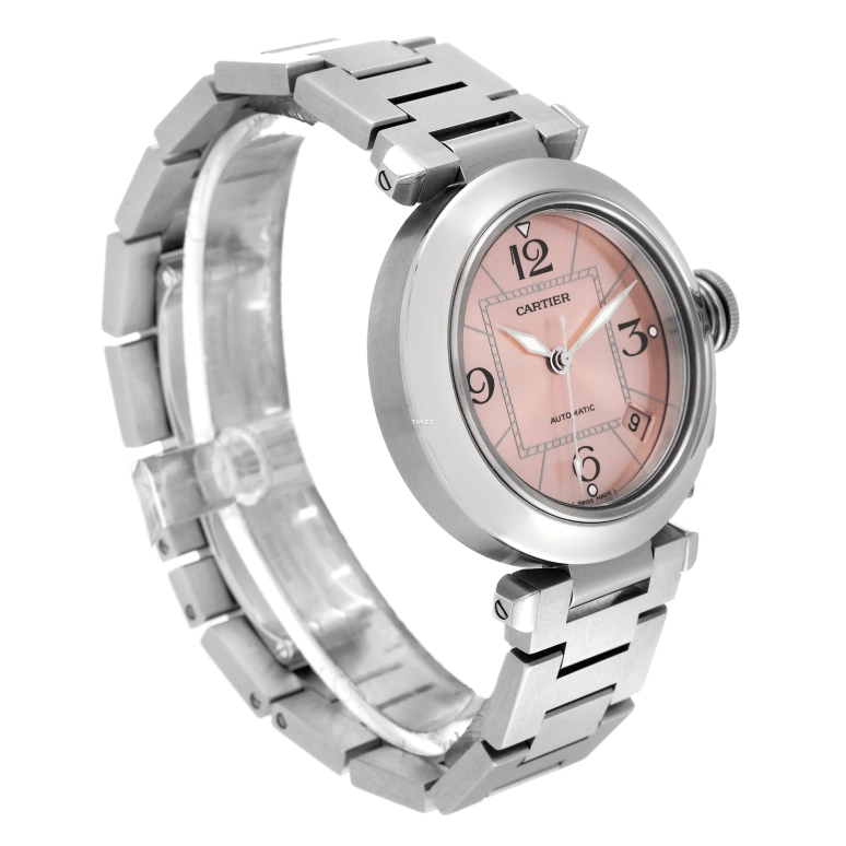Cartier,Pasha de Cartier 35mm,35mm,Stainless Steel,Pink,Automatic,Day,42hours,W31075M7