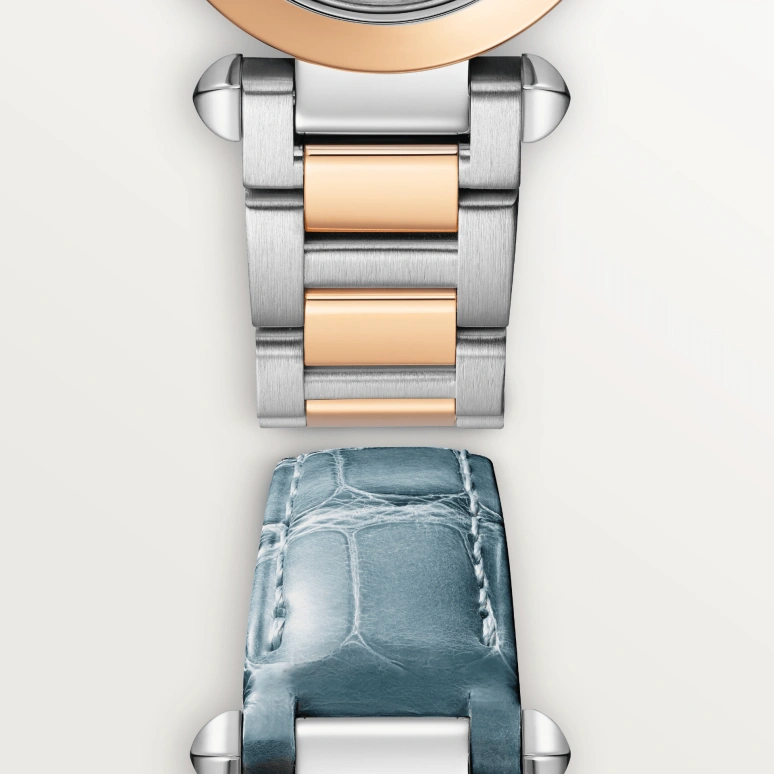 Cartier,Pasha de Cartier 30mm,30mm,Stainless Steel,Rose Gold,Silver,Quartz,Sapphire,Crystal Glass,Round,W2PA0007