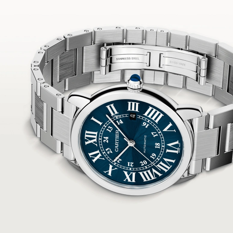 Cartier,Ronde de Cartier 42mm,42mm,Stainless Steel,Blue,Automatic,Day,42hours,WSRN0023