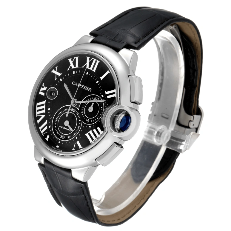 Cartier,Ballon Bleu de Cartier 44mm,44mm,Stainless Steel,Black,Automatic,Chronograph,Day,W6920052