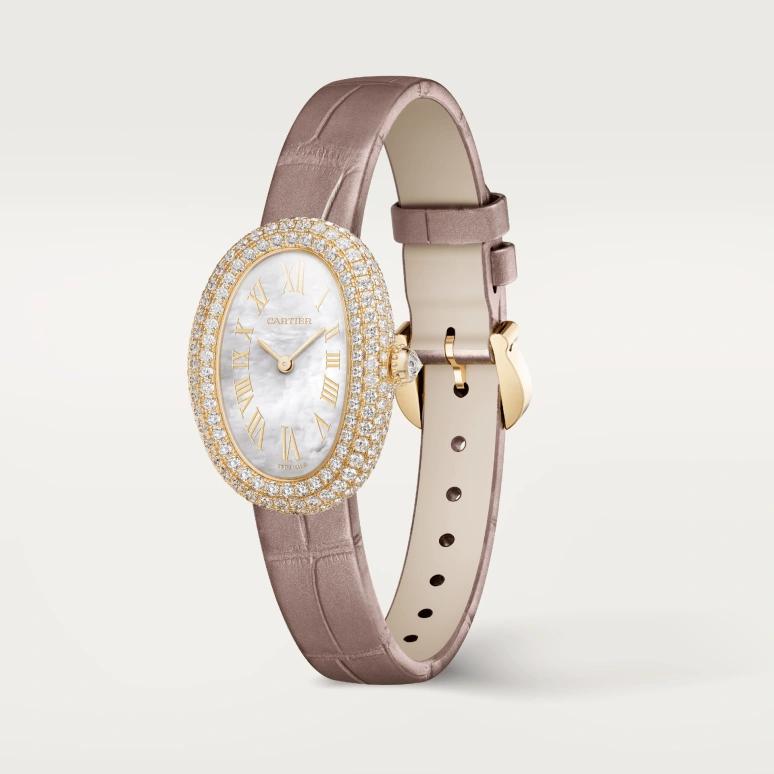 Cartier,Baignoire 31.40x23.10mm,31.40x23.10mm,Yellow Gold,White,Quartz,Sapphire,Crystal Glass,Oval,WJBA0048