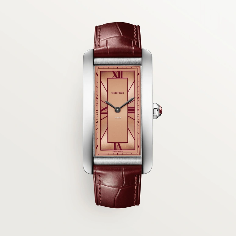 Cartier,Tank 44.40x24.40mm,44.40x24.40mm,Platinum,Salmon,Automatic,Sapphire,Crystal Glass,Square,WGTA0297