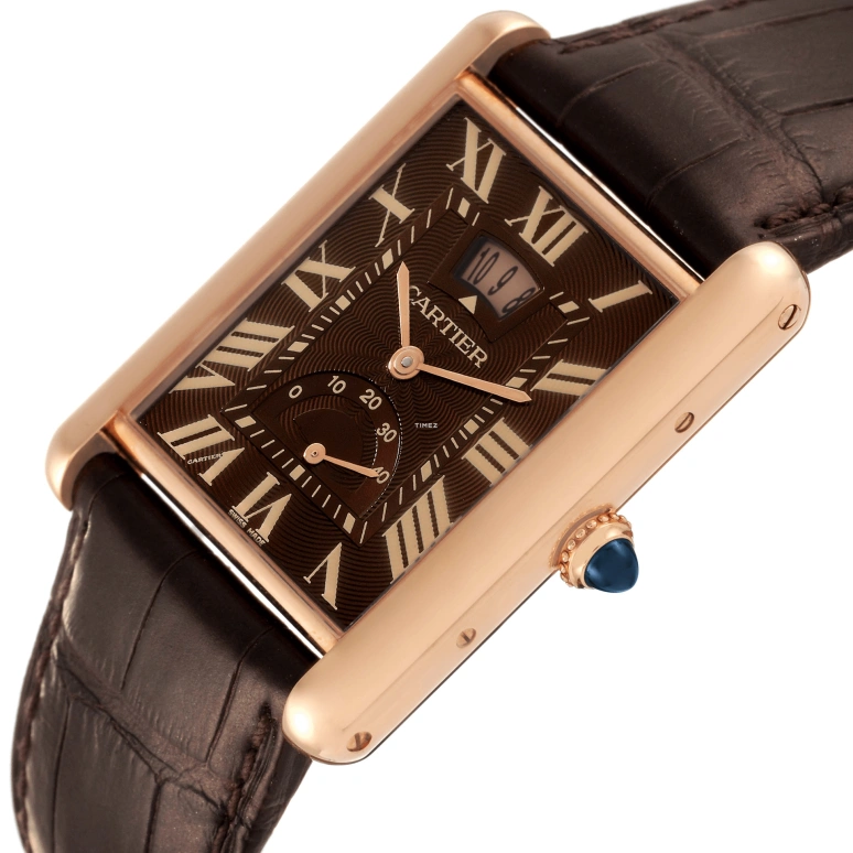 Cartier,Tank 30x40mm,30x40mm,Rose Gold,Coffee,Handwound,Day,Power Reserve Indicator,W1560002