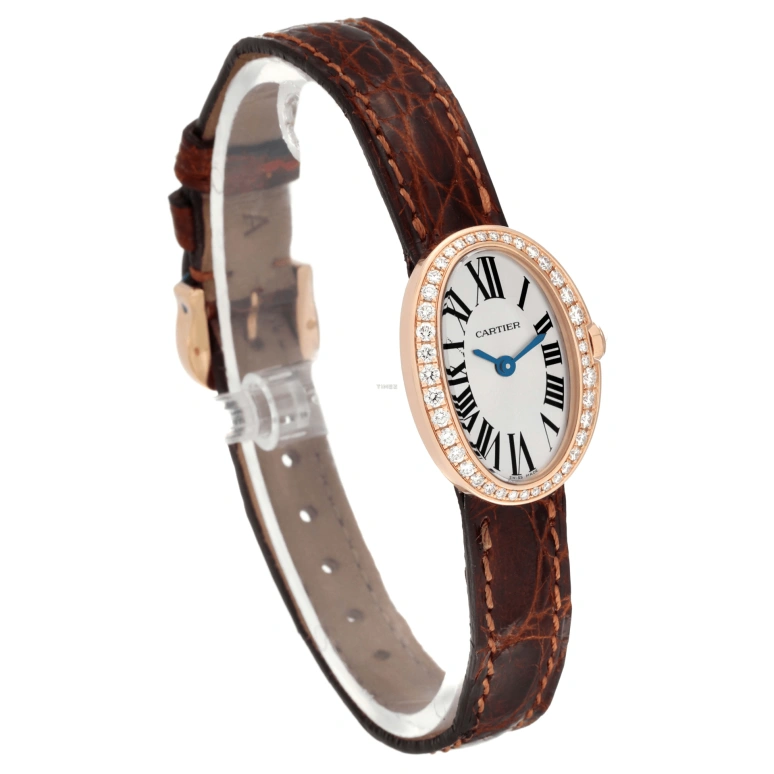 Cartier,Baignoire 25.30x20.79mm,25.30x20.79mm,Rose Gold,Silver,Quartz,In-house Caliber,Sapphire,Crystal Glass,WB520028