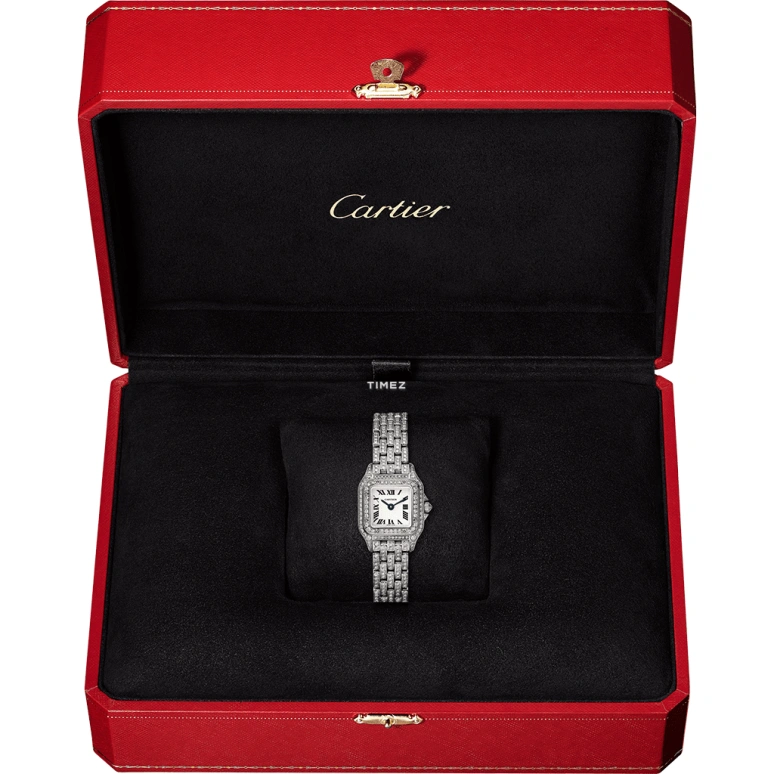 Cartier,Panthère de Cartier 25x20mm,25x20mm,White Gold,Silver,Quartz,Sapphire,Crystal Glass,Square,HPI01641