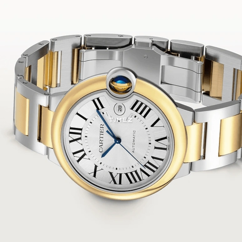 Cartier,Ballon Bleu de Cartier 42mm,42mm,Stainless Steel,Yellow Gold,Silver,Automatic,Day,42hours,W2BB0039