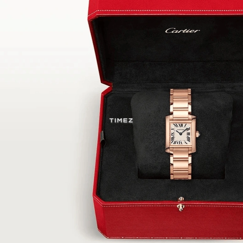 Cartier,Tank 25x20mm,25x20mm,Rose Gold,Silver,Quartz,Sapphire,Crystal Glass,Square,WGTA0029
