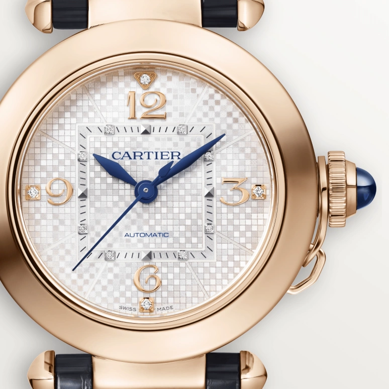Cartier,Pasha de Cartier 35mm,35mm,Rose Gold,Silver,Automatic,42hours,In-house Caliber,WGPA0027
