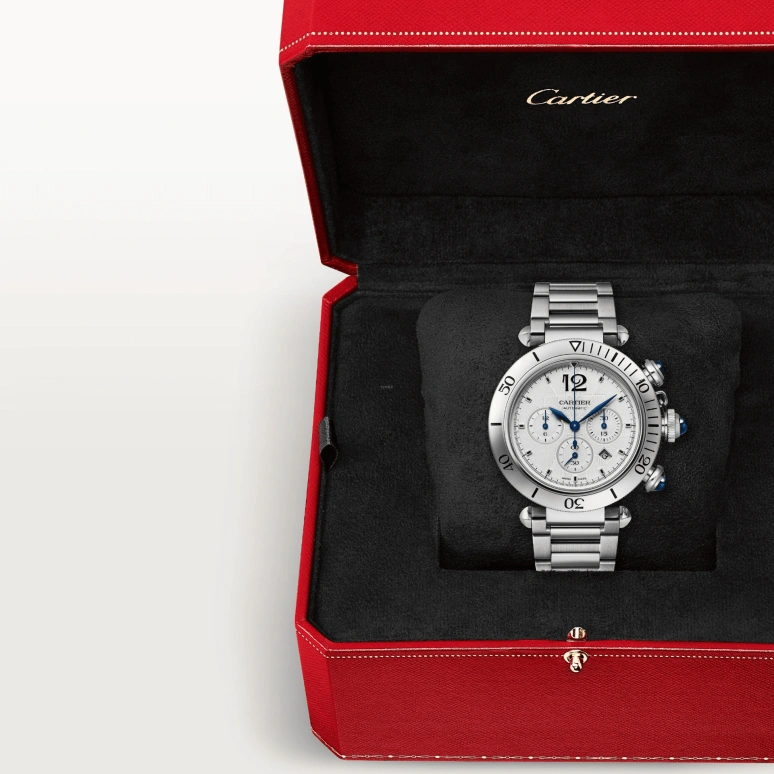 Cartier,Pasha de Cartier 41mm,41mm,Stainless Steel,Silver,Automatic,Chronograph,Day,WSPA0018