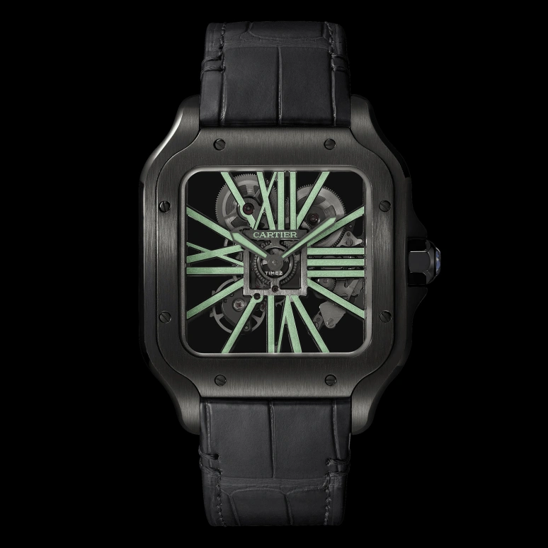 Cartier,Santos de Cartier 38.70x47.40mm,38.70x47.40mm,Titanium Gold,Skeleton,Handwound,72hours,In-house Caliber,W2020052