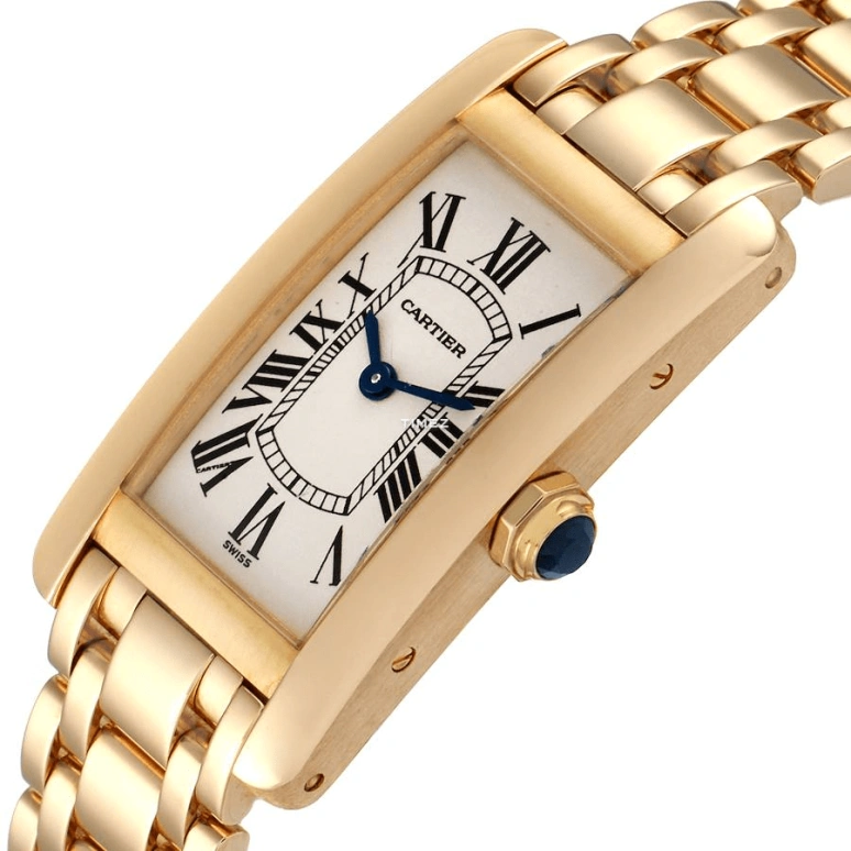 Cartier,Tank 19x35mm,19x35mm,Yellow Gold,White,Quartz,Sapphire,Crystal Glass,Square,W26015K2