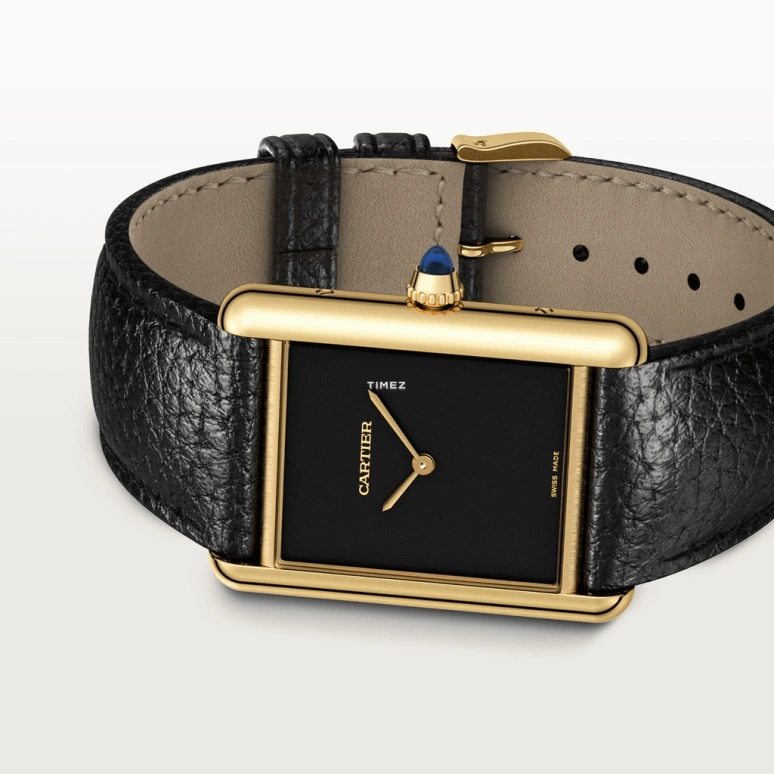 Cartier,Tank 33.70x25.50mm,33.70x25.50mm,Yellow Gold,Black,Handwound,Hardlex,Square,WGTA0160