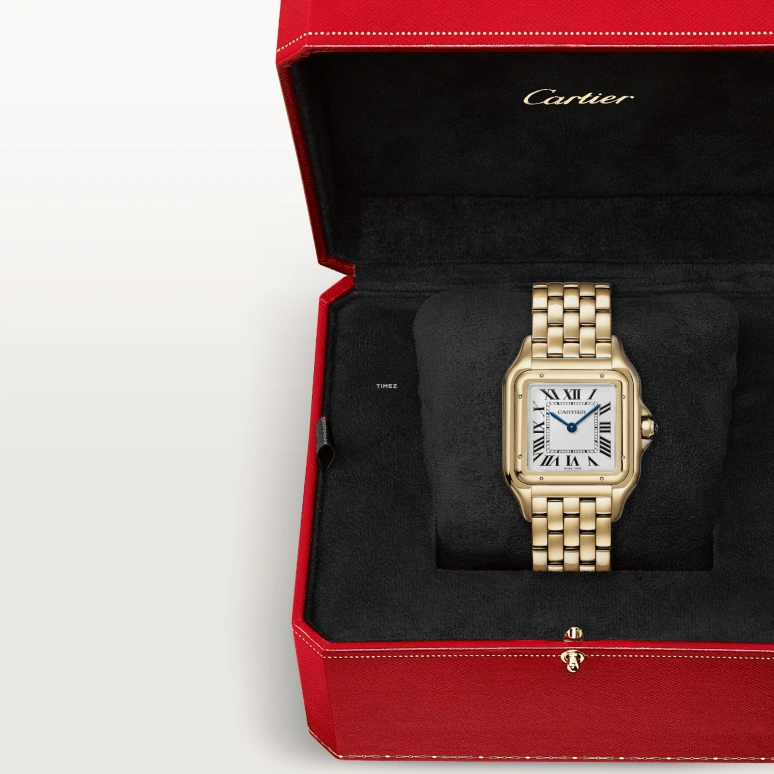 Cartier,Panthère de Cartier 31x42mm,31x42mm,Yellow Gold,White,Quartz,Sapphire,Crystal Glass,Square,WGPN0051