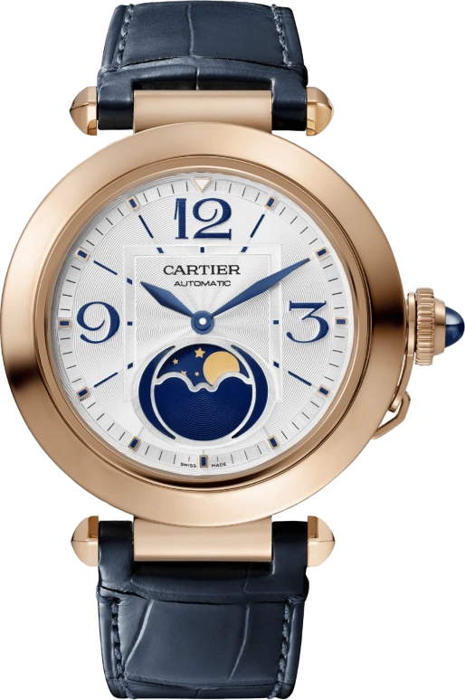 Cartier,Pasha de Cartier 41mm,41mm,Rose Gold,Silver,Automatic,Moonphase,In-house Caliber,WGPA0026