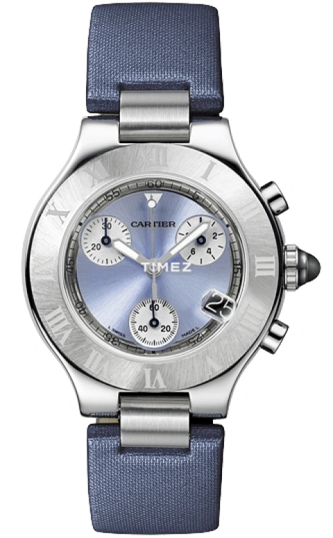 Cartier,21 Chronoscaph 36.40mm,36.40mm,Stainless Steel,Blue,Quartz,Chronograph,Day,W1020013