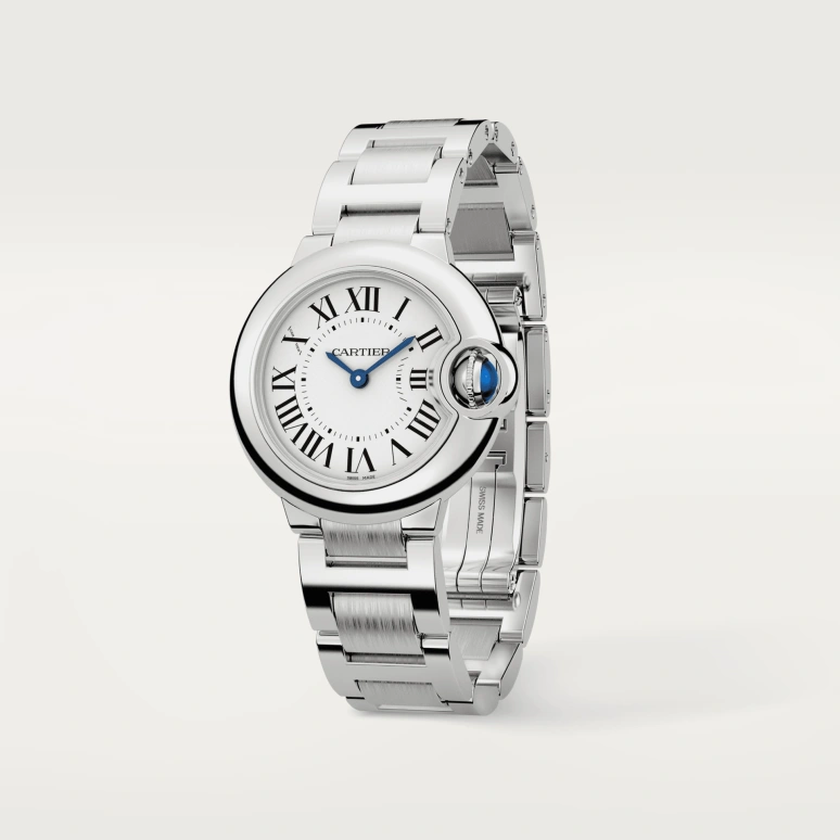 Cartier,Ballon Bleu de Cartier 28.60mm,28.60mm,Stainless Steel,Silver,Quartz,Sapphire,Crystal Glass,Round,W69010Z4