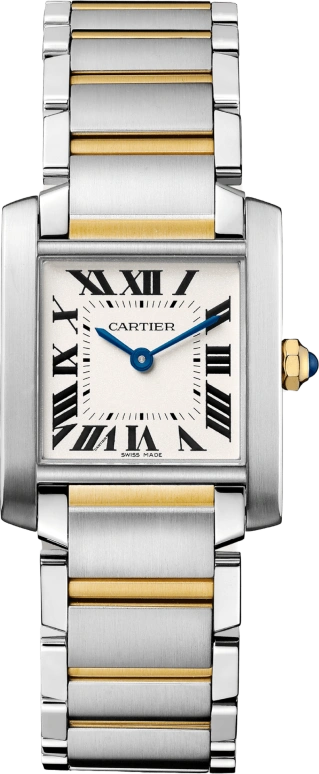 Cartier,Tank 30x25mm,30x25mm,Stainless Steel,Yellow Gold,Silver,Quartz,In-house Caliber,Sapphire,Crystal Glass,W2TA0003