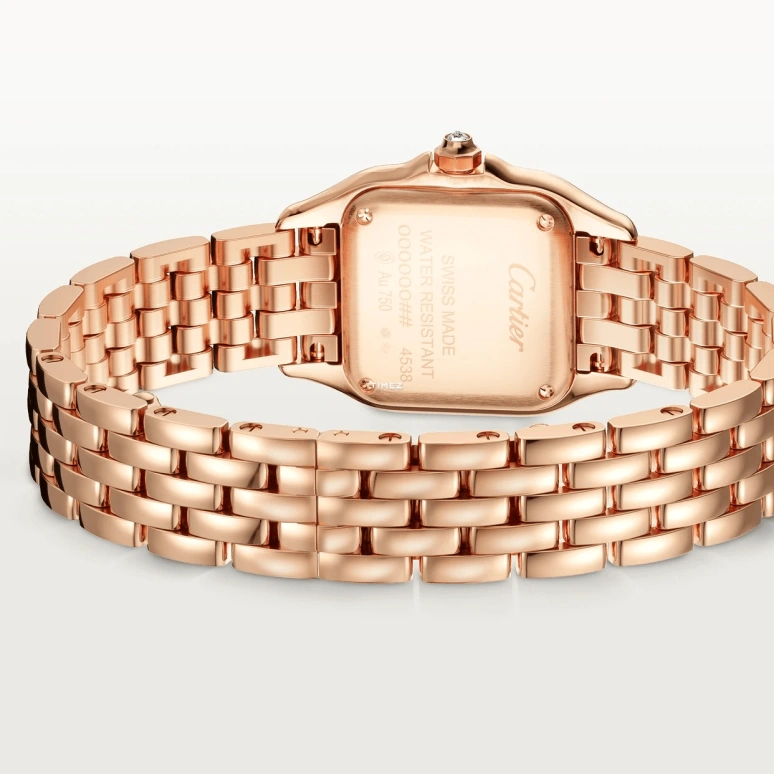Cartier,Panthère de Cartier 30.30x22mm,30.30x22mm,Rose Gold,Silver,Quartz,Sapphire,Crystal Glass,Square,WJPN0077