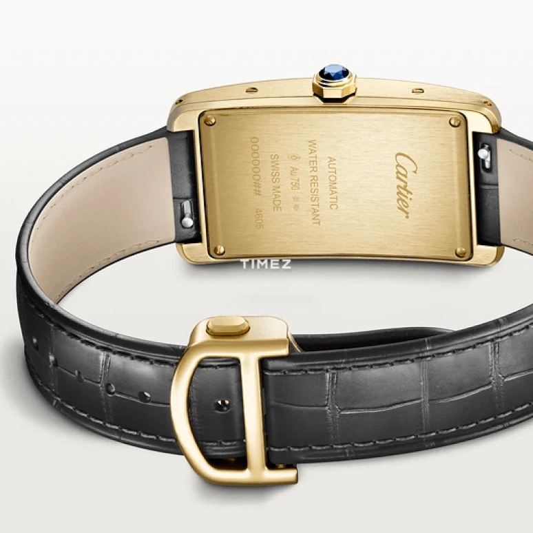 Cartier,Tank 44.40x24.40mm,44.40x24.40mm,Yellow Gold,Smoky Coal,Automatic,Sapphire,Crystal Glass,Square,WGTA0295