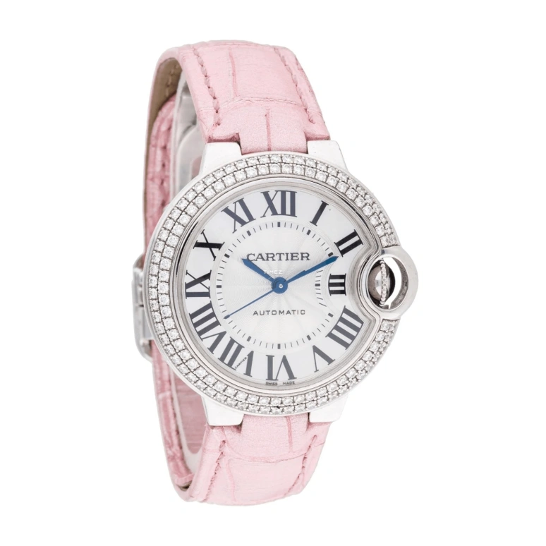Cartier,Ballon Bleu de Cartier 33mm,33mm,White Gold,Silver,Automatic,In-house Caliber,Sapphire,Crystal Glass,WE902037
