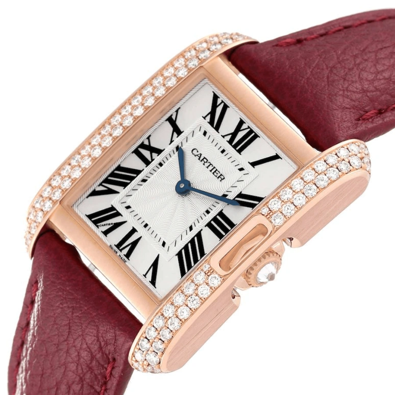 Cartier,Tank 34.70x26.20mm,34.70x26.20mm,Rose Gold,Silver,Quartz,Sapphire,Crystal Glass,Square,WT100029