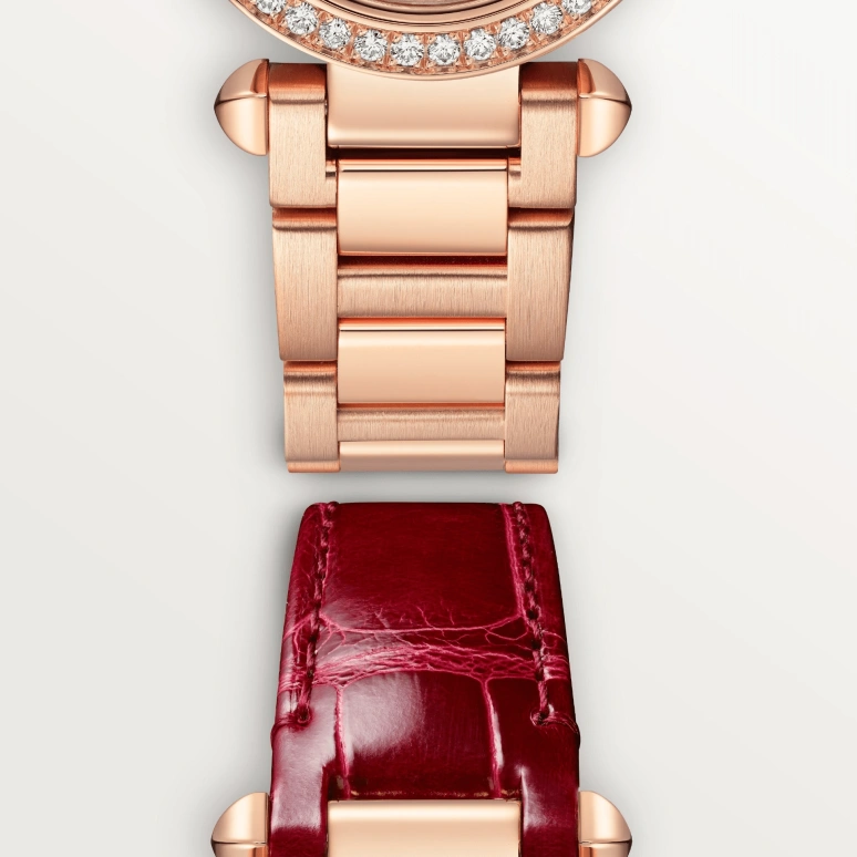 Cartier,Pasha de Cartier 30mm,30mm,Rose Gold,Silver,Quartz,Sapphire,Crystal Glass,Round,WJPA0018