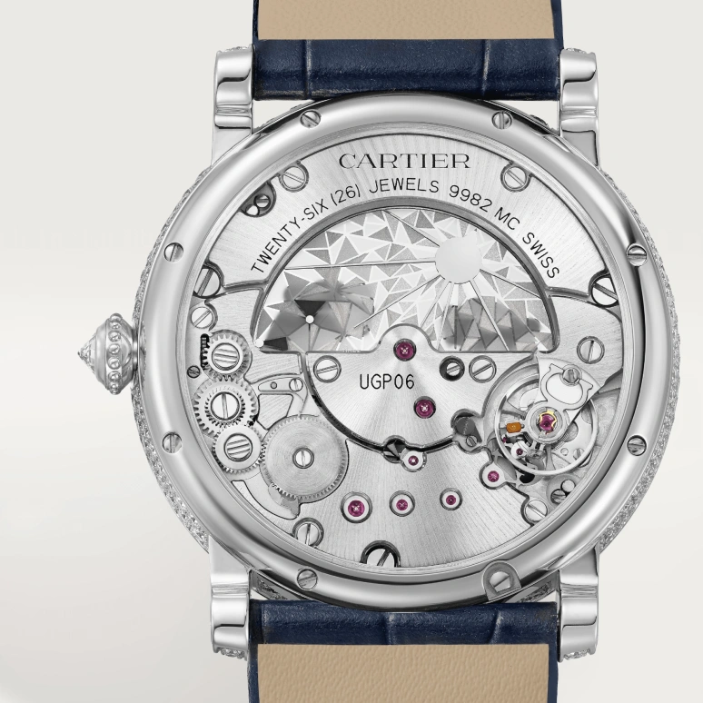 Cartier,Panthère de Cartier 40mm,40mm,White Gold,Blue,Silver,Handwound,Retrograde,Day / Night Indication,HPI01518