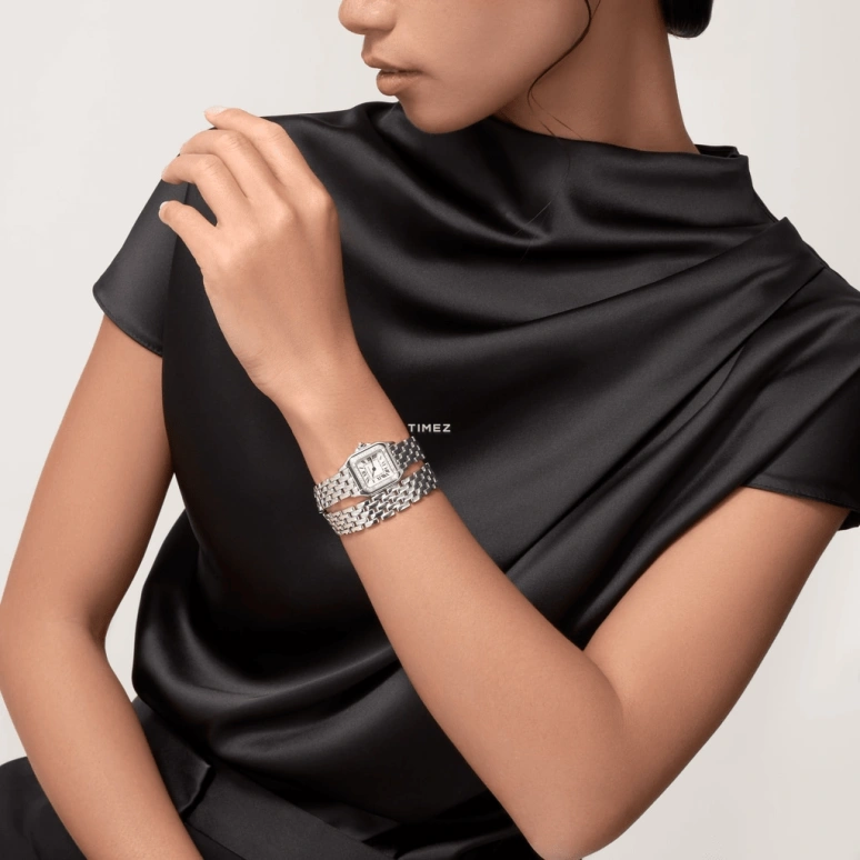 Cartier,Panthère de Cartier 22x30mm,22x30mm,White Gold,Silver,Quartz,Sapphire,Crystal Glass,Square,WJPN0012