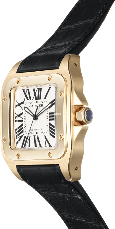 Cartier,Santos de Cartier 38mm,38mm,Yellow Gold,Gold,Automatic,Sapphire,Crystal Glass,Square,W20078Y1
