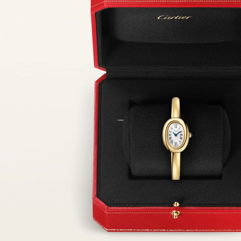 Cartier,Baignoire 24.60x18.70mm,24.60x18.70mm,Yellow Gold,Silver,Quartz,Sapphire,Crystal Glass,Oval,WGBA0078