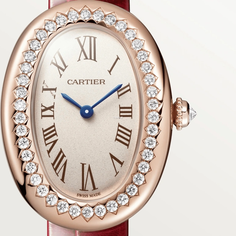 Cartier,Baignoire 31.40x23.09mm,31.40x23.09mm,Rose Gold,Silver,Quartz,Sapphire,Oval,WJBA0053