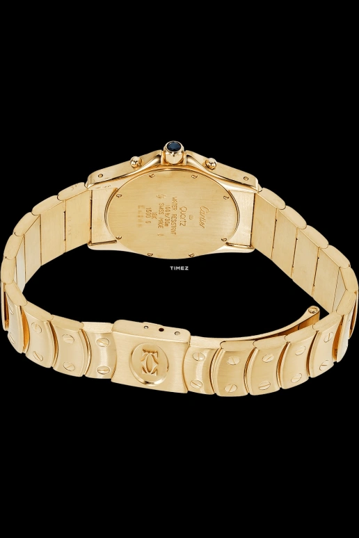Cartier,Santos de Cartier 29mm,29mm,Yellow Gold,Silver,Blue,Quartz,Chronograph,Day,Rattrapante,W15078G1