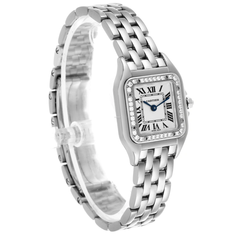 Cartier,Panthère de Cartier 22x30mm,22x30mm,White Gold,Silver,Quartz,Sapphire,Crystal Glass,Square,WJPN0006