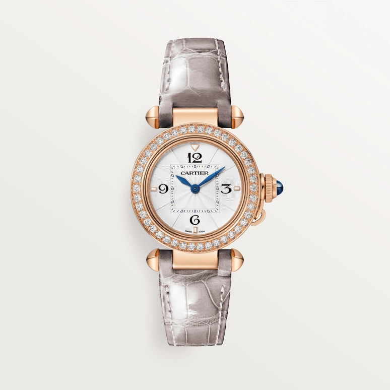 Cartier,Pasha de Cartier 30mm,30mm,Rose Gold,Silver,Quartz,Sapphire,Crystal Glass,Round,WJPA0017