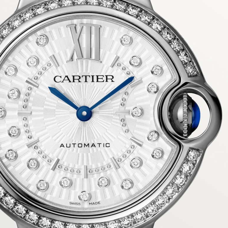 Cartier,Ballon Bleu de Cartier 33mm,33mm,Stainless Steel,Silver,Automatic,Sapphire,Crystal Glass,Round,W4BB0035