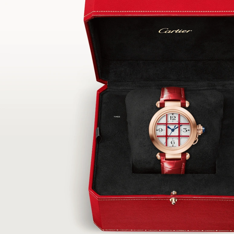 Cartier,Pasha de Cartier 35mm,35mm,Rose Gold,Silver,Automatic,42hours,In-house Caliber,WGPA0028