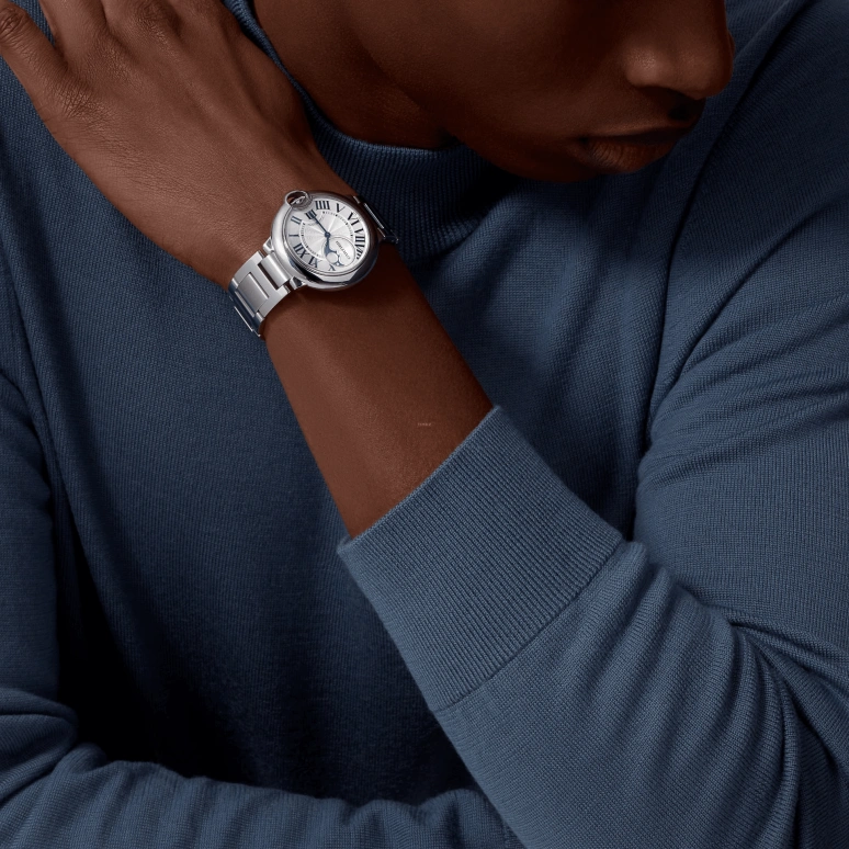 Cartier,Ballon Bleu de Cartier 37mm,37mm,Stainless Steel,Silver,Automatic,Moonphase,Sapphire,Crystal Glass,WSBB0050