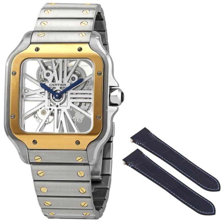 Cartier,Santos de Cartier 39.80x47.50mm,39.80x47.50mm,Stainless Steel,Skeleton,Handwound,72hours,In-house Caliber,WHSA0012