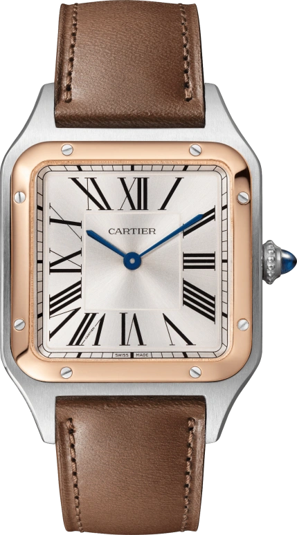 Cartier,Santos de Cartier 43.50x31.40mm,43.50x31.40mm,Stainless Steel,Rose Gold,Silver,Quartz,Sapphire,Crystal Glass,Square,W2SA0019