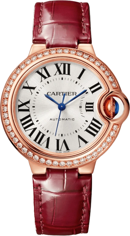 Cartier,Ballon Bleu de Cartier 33mm,33mm,Rose Gold,Silver,Automatic,Sapphire,Crystal Glass,Round,WJBB0033