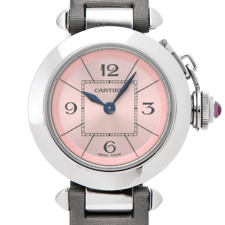 Cartier,Pasha de Cartier 27mm,27mm,Stainless Steel,Pink,Quartz,In-house Caliber,Sapphire,Crystal Glass,W3140026