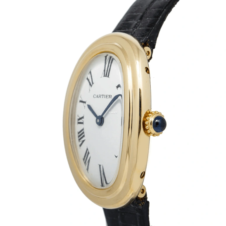 Cartier,Baignoire 21x31mm,21x31mm,Yellow Gold,White,Handwound,Sapphire,Oval,78094